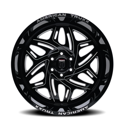 American Truxx AT1914 Euphoria 20x10 / 5x127 BP / -19mm Offset / 78.1mm Hub Gloss Black Milled Wheel