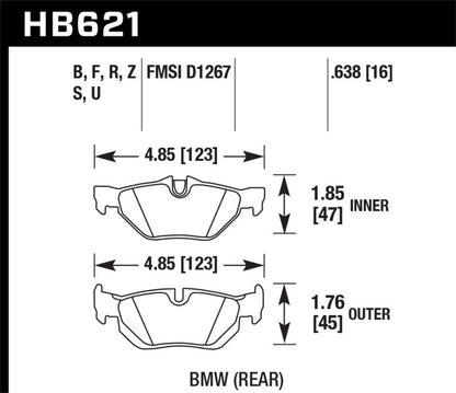 Hawk Performance Hawk 08-11 BMW 128i / 10 BMW 323i / 07-11 BMW 328i / 07-11 BMW 328XI HPS Street Rear Brake Pads