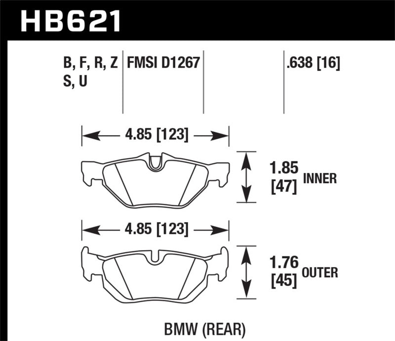 Hawk Performance Hawk 2011-2011 BMW 125i HPS 5.0 Rear Brake Pads