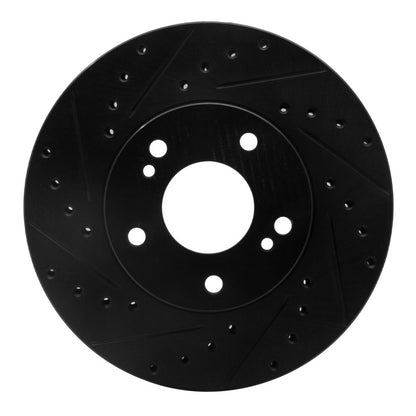 R1 Concepts R1 89-96 Nissan 300ZX Front Left Drilled & Slotted Black Brake Rotor
