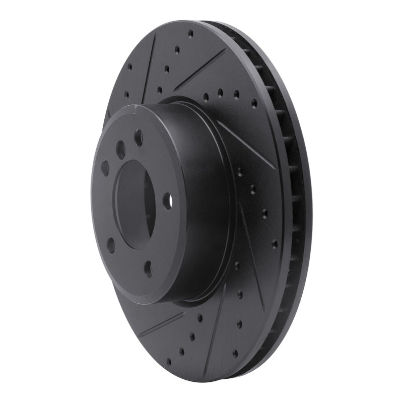 R1 Concepts R1 04-10 BMW 528XI Front Left Drilled & Slotted Black Brake Rotor