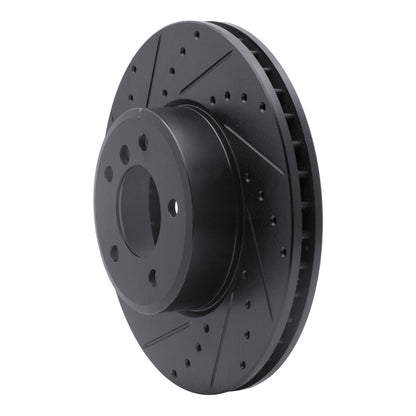 R1 Concepts R1 04-10 BMW 528XI Front Left Drilled & Slotted Black Brake Rotor