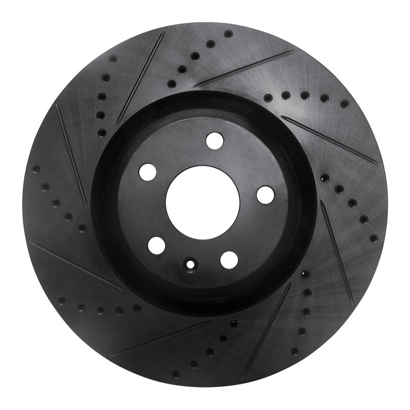 R1 Concepts R1 08-11 Audi TT Quattro Front Left Drilled & Slotted Black Brake Rotor
