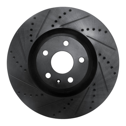 R1 Concepts R1 08-11 Audi TT Quattro Front Left Drilled & Slotted Black Brake Rotor
