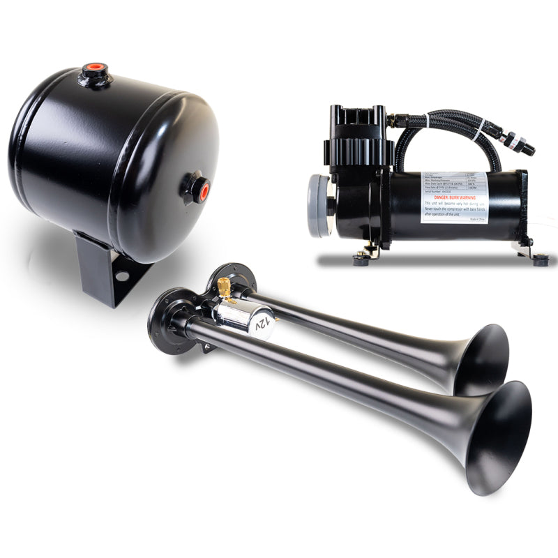 Kleinn Air Horns Kleinn Dual Black Horn Kit w/ 150 PSI Waterproof 0.5 gal Air Tank