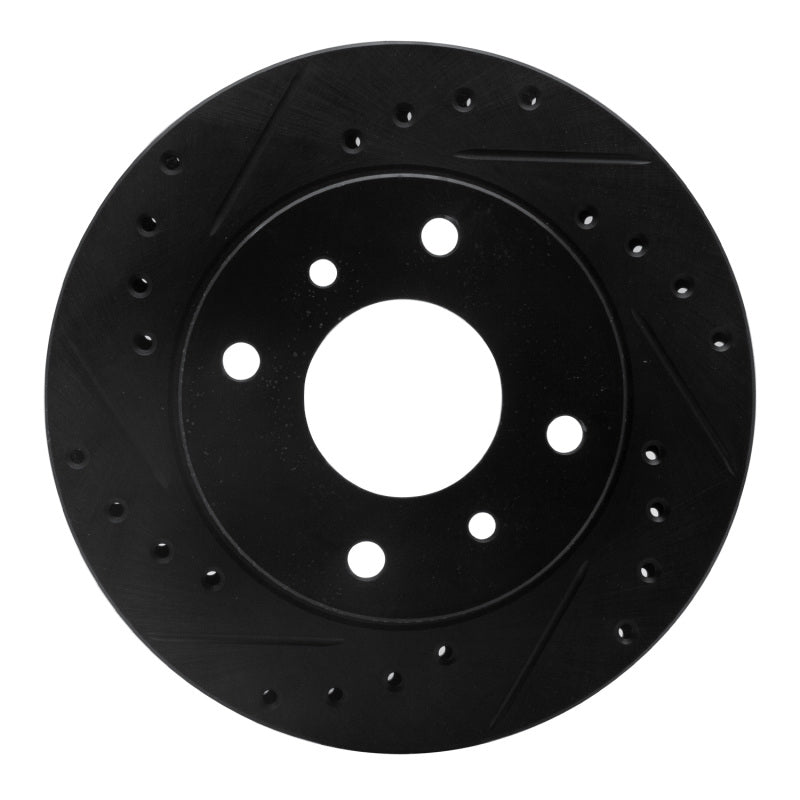 R1 Concepts R1 89-96 Nissan 240SX Front Left Drilled & Slotted Black Brake Rotor