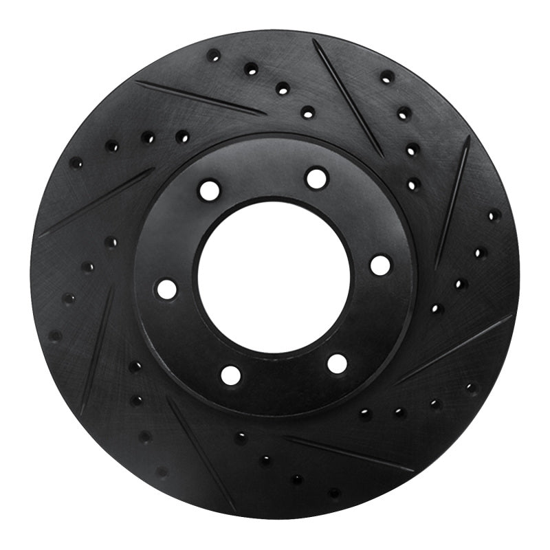 R1 Concepts R1 93-98 Toyota T100 Front Right Drilled & Slotted Black Brake Rotor