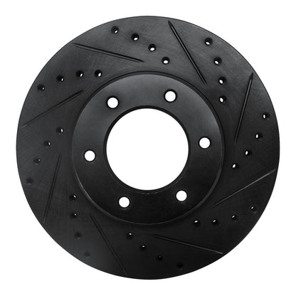 R1 Concepts R1 93-98 Toyota T100 Front Right Drilled & Slotted Black Brake Rotor