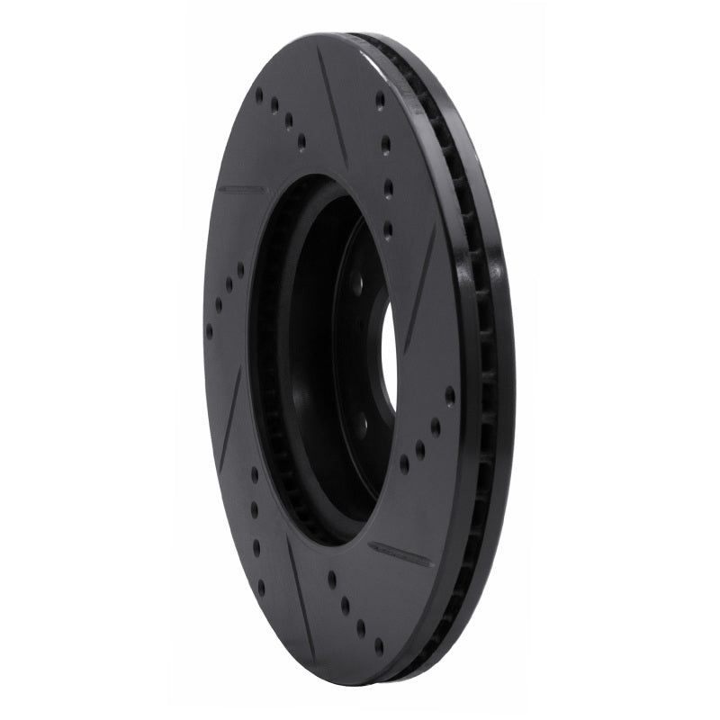 R1 Concepts R1 13-25 Honda Civic Sedan Front Left Drilled & Slotted Black Brake Rotor