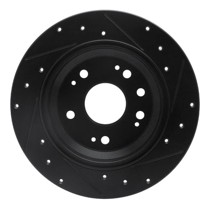 R1 Concepts R1 02-04 Acura RL Rear Left Drilled & Slotted Black Brake Rotor
