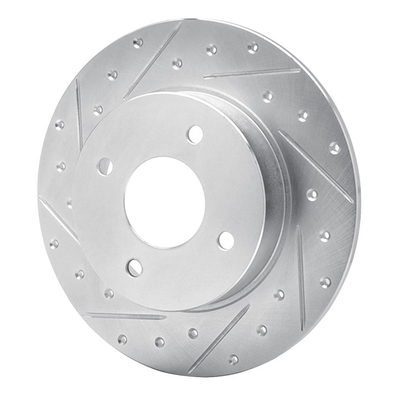 R1 Concepts R1 04-06 Nissan Sentra Rear Left Drilled & Slotted Silver Brake Rotor