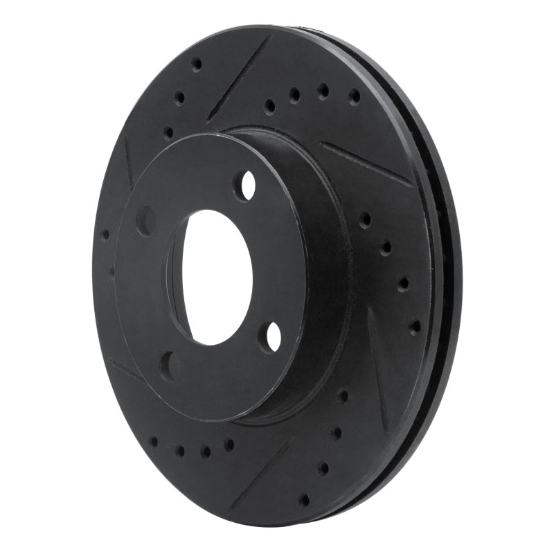 R1 Concepts R1 90-91 Audi 90 Quattro Front Left Drilled & Slotted Black Brake Rotor