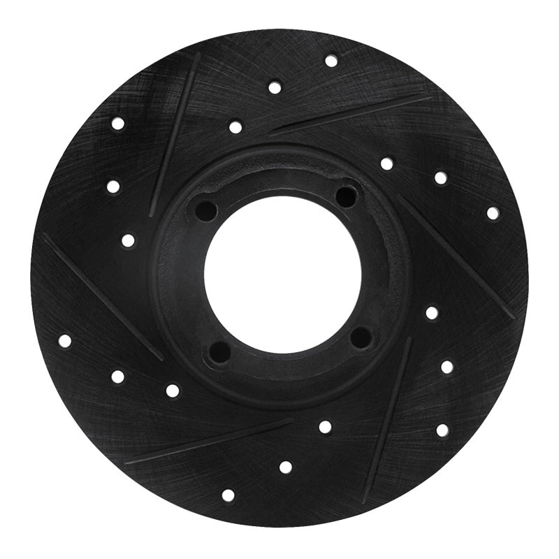 R1 Concepts R1 63-79 Austin Healey Sprite Front Left Drilled & Slotted Black Brake Rotor