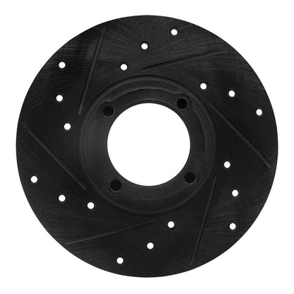 R1 Concepts R1 63-79 Austin Healey Sprite Front Left Drilled & Slotted Black Brake Rotor