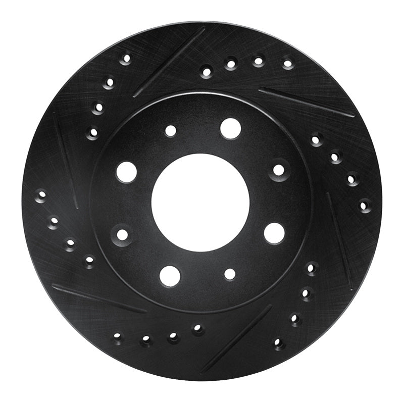 R1 Concepts R1 82-83 Honda Accord Hatchback Front Left Drilled & Slotted Black Brake Rotor