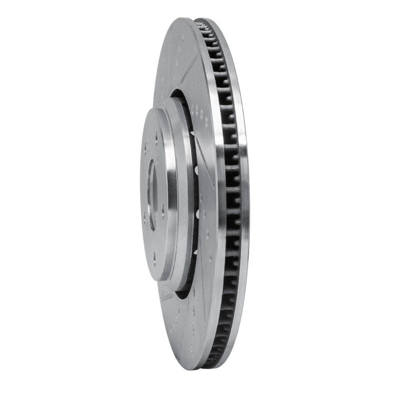 R1 Concepts R1 16-22 Acura ILX Front Left Drilled & Slotted Silver Brake Rotor