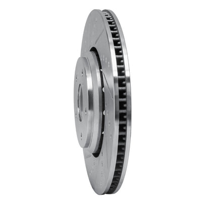 R1 Concepts R1 16-22 Acura ILX Front Left Drilled & Slotted Silver Brake Rotor