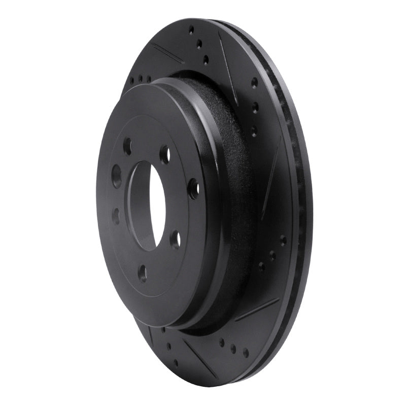 R1 Concepts R1 05-07 Land Rover LR3 Rear Right Drilled & Slotted Black Brake Rotor