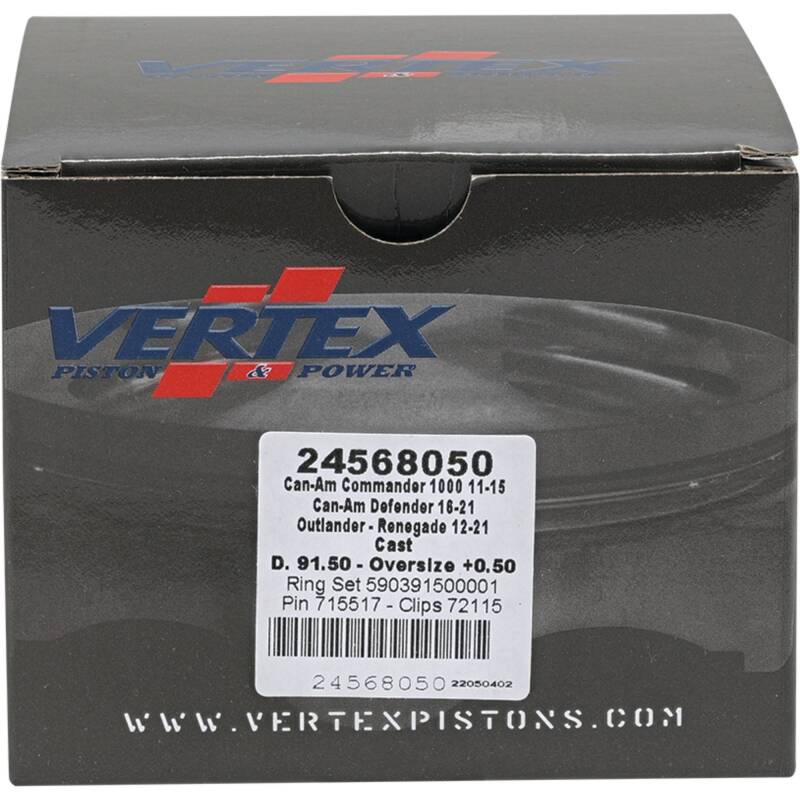 Vertex Pistons Vertex Piston 11-19 Can-Am Commander 1000 1000cc +0.50mm Oversized Cast Replica Piston Kit