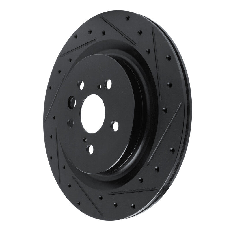R1 Concepts R1 2020-2025 Lexus RX450h+ Rear Right Drilled & Slotted Black Brake Rotor