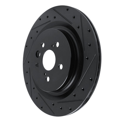 R1 Concepts R1 2020-2025 Lexus RX450h+ Rear Right Drilled & Slotted Black Brake Rotor