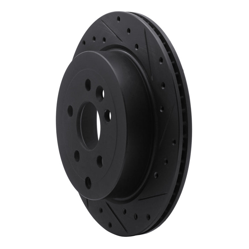 R1 Concepts R1 08-12 Land Rover LR2 Rear Right Drilled & Slotted Black Brake Rotor