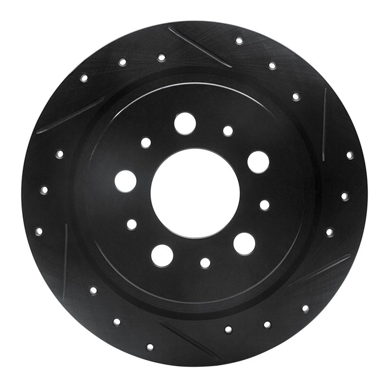 R1 Concepts R1 97-98 Volvo V90 Rear Right Drilled & Slotted Black Brake Rotor