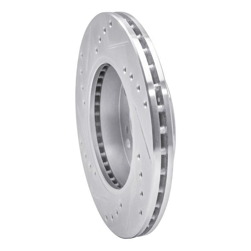 R1 Concepts R1 96-98 Nissan 240SX Front Right Drilled & Slotted Silver Brake Rotor