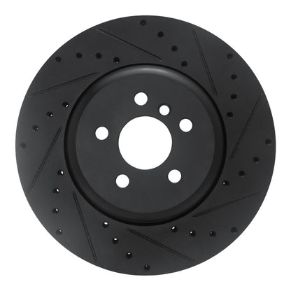 R1 Concepts R1 17-25 BMW 330I Front Right Drilled & Slotted Black Brake Rotor