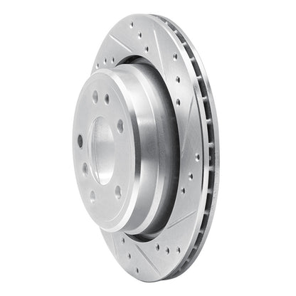 R1 Concepts R1 91-95 BMW 540I Rear Right Drilled & Slotted Silver Brake Rotor