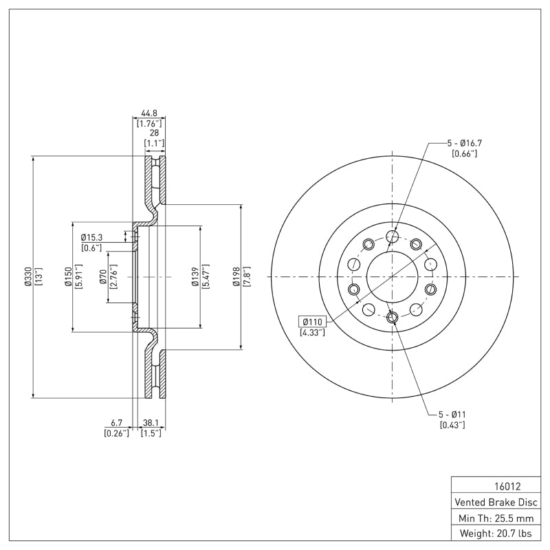 DFC 17-25 Alfa Romeo GIULIA Front Brake Rotor