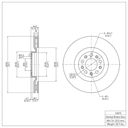 DFC 17-25 Alfa Romeo GIULIA Front Brake Rotor