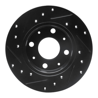 R1 Concepts R1 79-83 Honda Civic Front Right Drilled & Slotted Black Brake Rotor