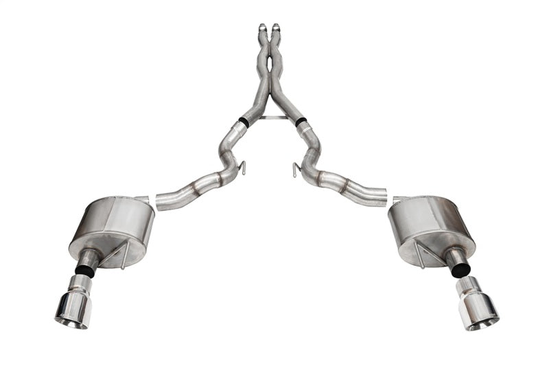 CORSA Performance Corsa 24+ Ford Mustang GT Conv. Xtreme CatBack Ex. Sys. 3.0in Dual Rear Exit w/4.5in Pro Series Tip