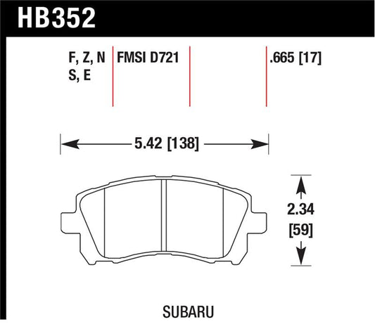 Hawk Performance Hawk 02-03 WRX / 98-01 Impreza / 97-02 Legacy 2.5L / 98-02 Forester 2.5L D721 HPS Street Front Brake