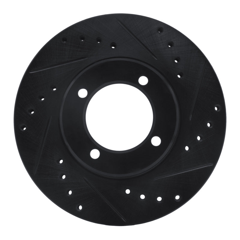 R1 Concepts R1 84-87 Toyota Cressida Front Right Drilled & Slotted Black Brake Rotor