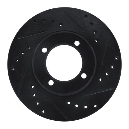 R1 Concepts R1 84-87 Toyota Cressida Front Right Drilled & Slotted Black Brake Rotor