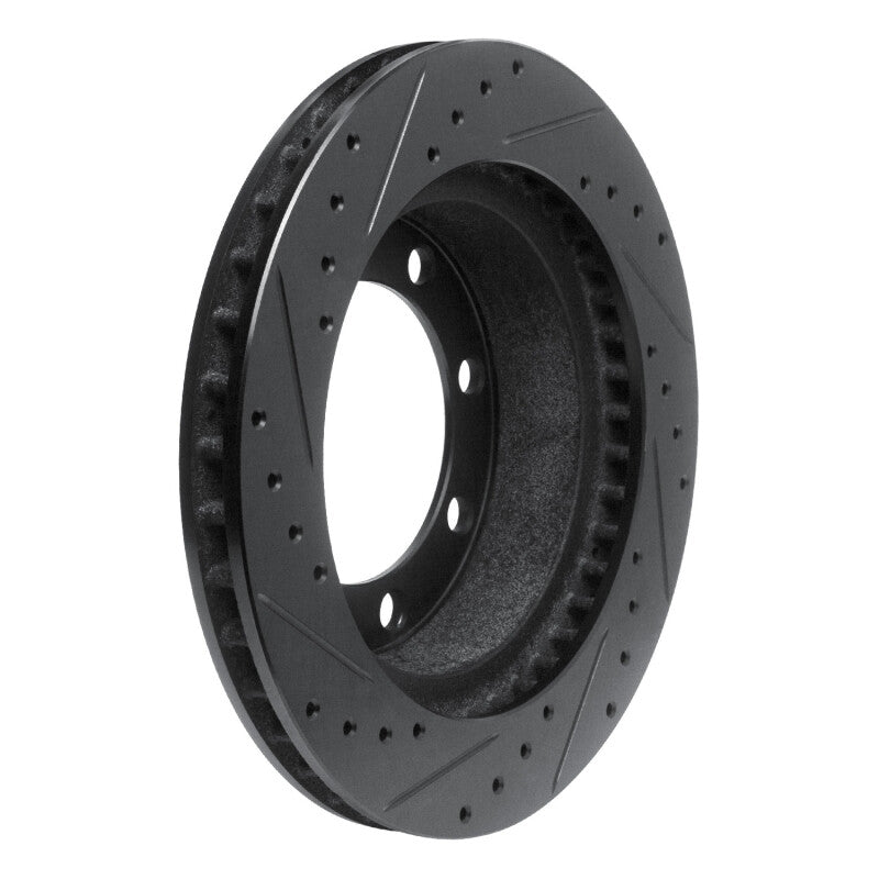 R1 Concepts R1 95-99 Ford F-350 4WD (Excl Super Duty) Front Right Drilled & Slotted Black Brake Rotor