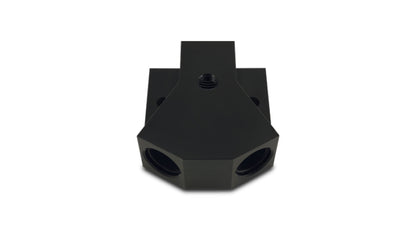 Vibrant Billet Aluminum Y-Block Fitting with 1/8in NPT Port -10AN x Dual -8AN ORB