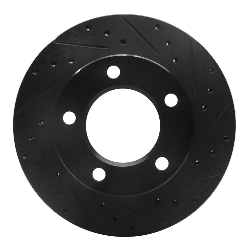 R1 Concepts R1 76-86 Jeep CJ5 Front Right Drilled & Slotted Black Brake Rotor