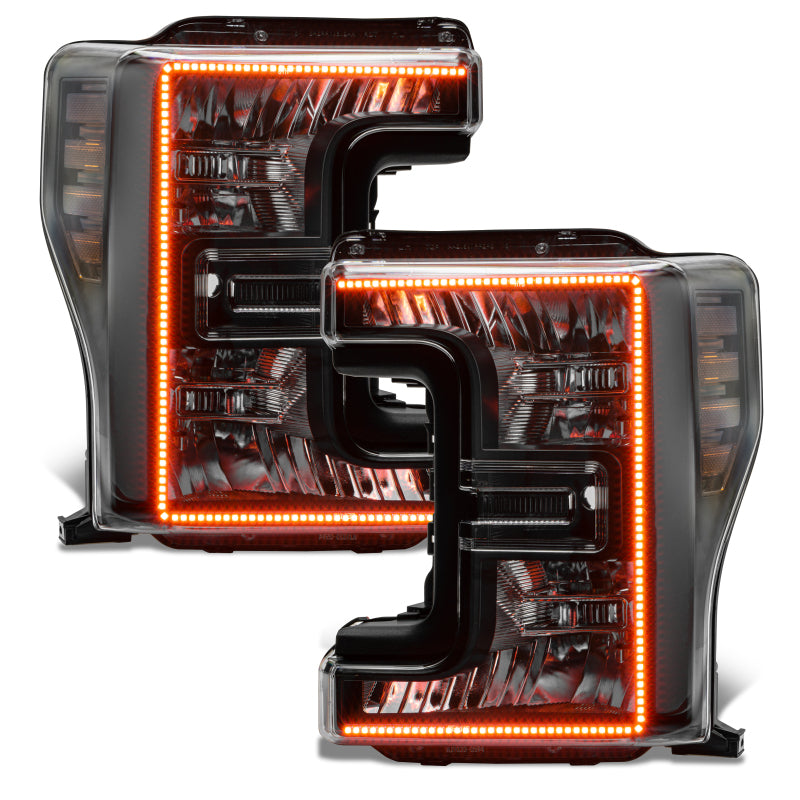 ORACLE Lighting Oracle 17-19 Ford F-250 SD Dynamic Pre-Assembled Headlights - Halogen - Black Edition -