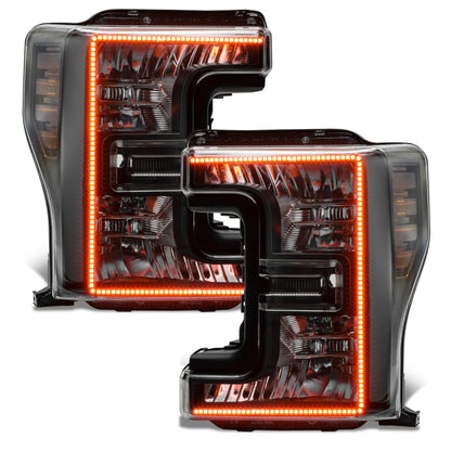 ORACLE Lighting Oracle 17-19 Ford F-250 SD Dynamic Pre-Assembled Headlights - Halogen - Black Edition -