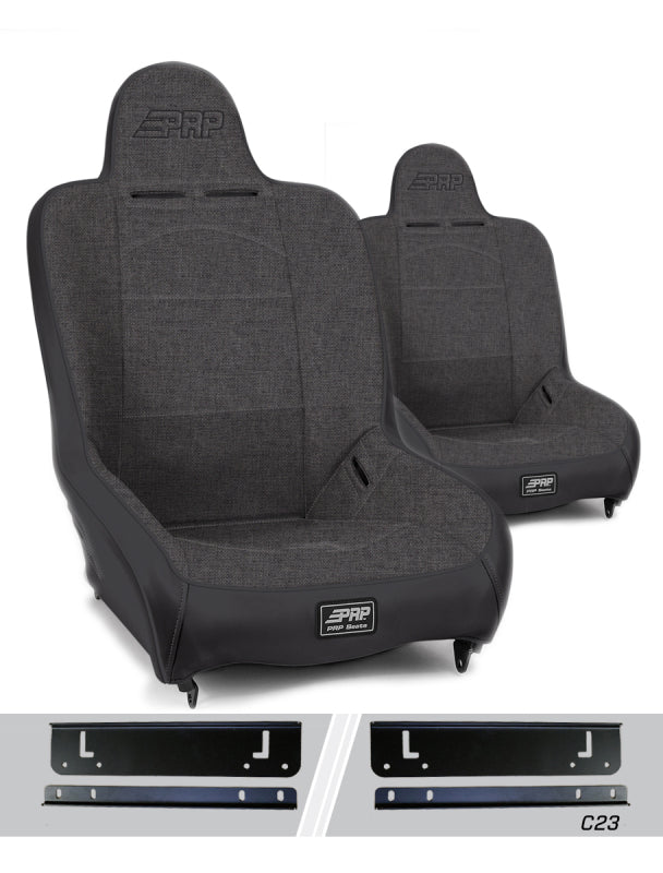 PRP Seats PRP 97-02 Jeep Wrangler TJ Premier High Back Suspension Seats Kit (Pair) - Gray
