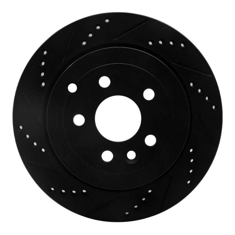 R1 Concepts R1 08-12 Land Rover LR2 Rear Left Drilled & Slotted Black Brake Rotor