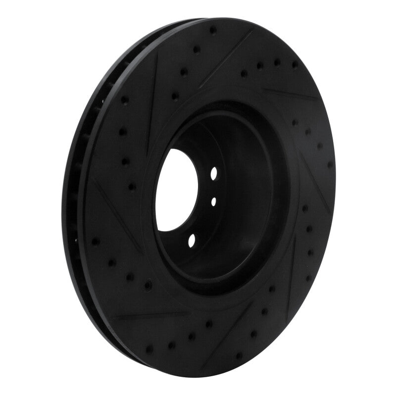 R1 Concepts R1 93-97 BMW 850CI Front Right Drilled & Slotted Black Brake Rotor