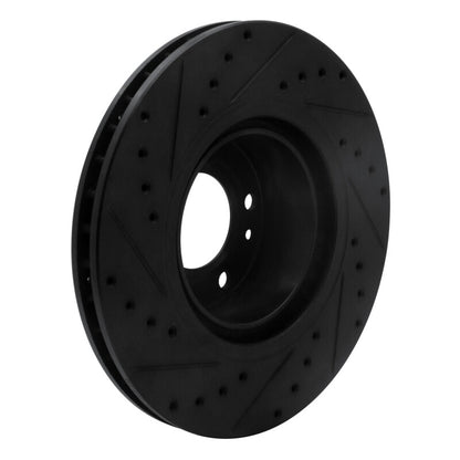 R1 Concepts R1 93-97 BMW 850CI Front Right Drilled & Slotted Black Brake Rotor