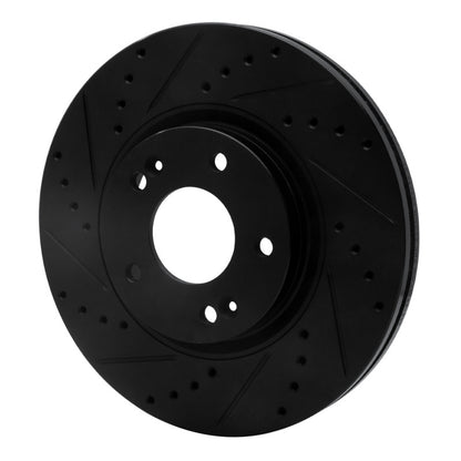 R1 Concepts R1 10-13 Hyundai Santa Fe Front Left Drilled & Slotted Black Brake Rotor