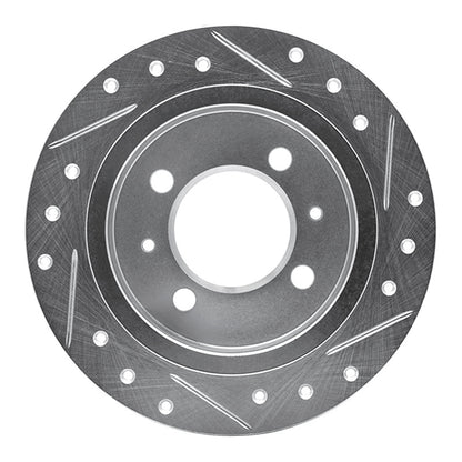 R1 Concepts R1 91-06 Nissan Sentra Rear Left Drilled & Slotted Silver Brake Rotor