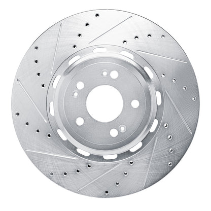 R1 Concepts R1 21-26 Genesis G90 Front Left Drilled & Slotted Silver Brake Rotor