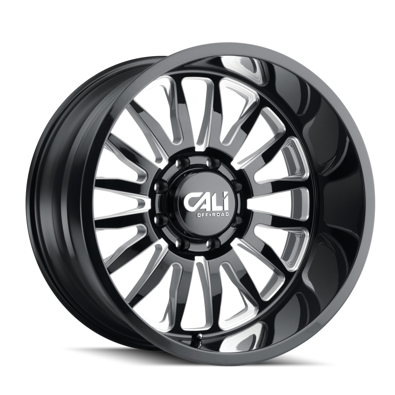 Cali Off-Road 9110 Summit 22x12 / 8x165.1 BP / -51mm Offset / 125.2mm Hub Gloss Black Milled Wheel